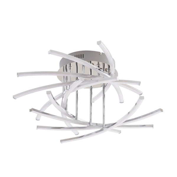 Lindby LED Deckenleuchte Flakira dimmbar (Modern) in Chrom aus Aluminium (1 flammig, ) - Lampe Deckenlampe Wohnzimmerleuchte