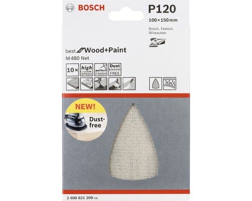Netzschleifblatt M480 Best for Wood and Paint, 10er-Pack 100x150mm, K120