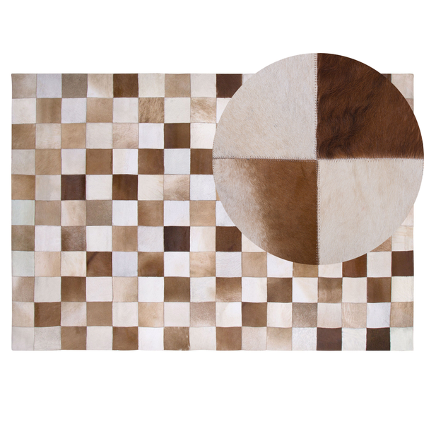 Teppich SOLMAZ Beige 140 x 200 cm Echtleder