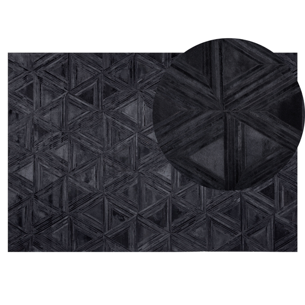 Teppich KASAR Schwarz 140 x 200 cm Echtleder