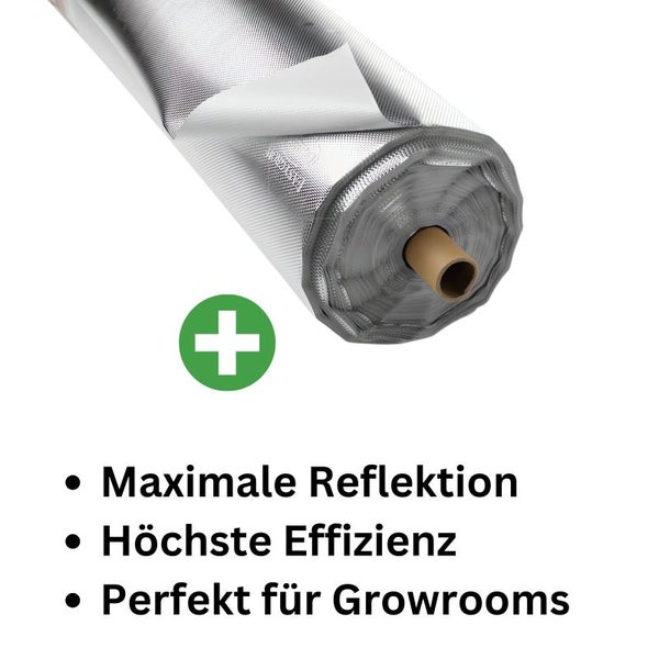 Reflektionsfolie Grow Diamond 10m Rolle – Diamond Lightite Folie für maximale Lichtausbeute, 1,2m Breite