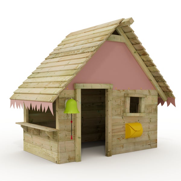 WICKEY Spielhaus für Kinder Tipi mit Holzdach und Fenster  - pastellpink