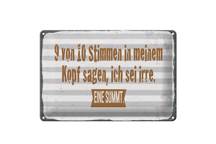 Blechschild Spruch 30x20cm 9 von 10 Stimmen in meinem Kopf