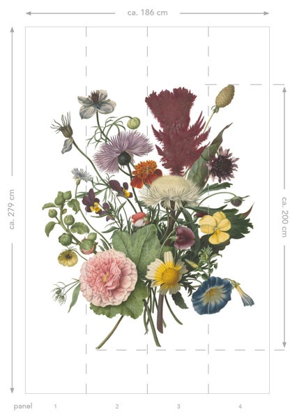 Blumenstrauß als Fototapete, circa 186 mal 279 Zentimeter