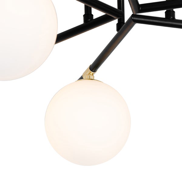 Deckenleuchte mit Kugelförmigen Lampenschirmen und schwarzem Metallgestell