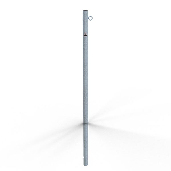 Schake Absperrpfosten aus Stahlrohr verzinkt Ø42x2,5mm mit Kunststoffkappe 900mm Überflur zum Einbetonieren mit 1 Öse