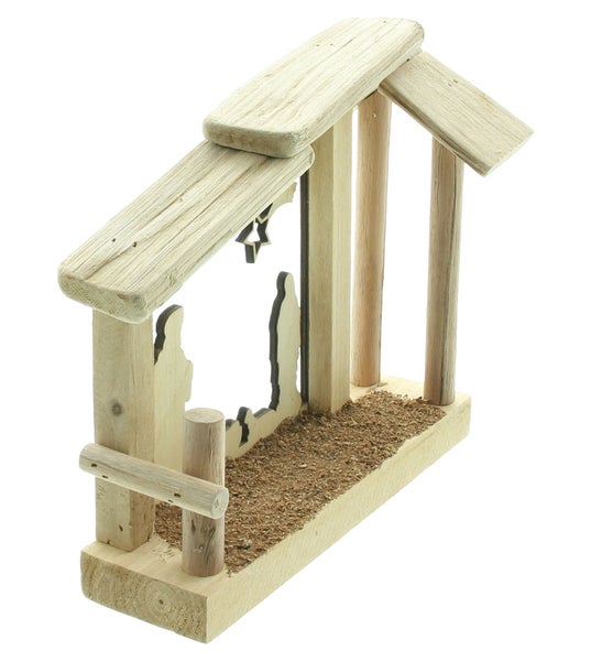 FRANK FLECHTWAREN | LED-Krippe Heilige Familie, 23 x 10 x 21 cm, EICHE, KUNSTSTOFF