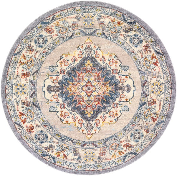 Runder Vintage-Orientalischer Teppich Mehrfarbig/Grau Ø 160 cm JADE