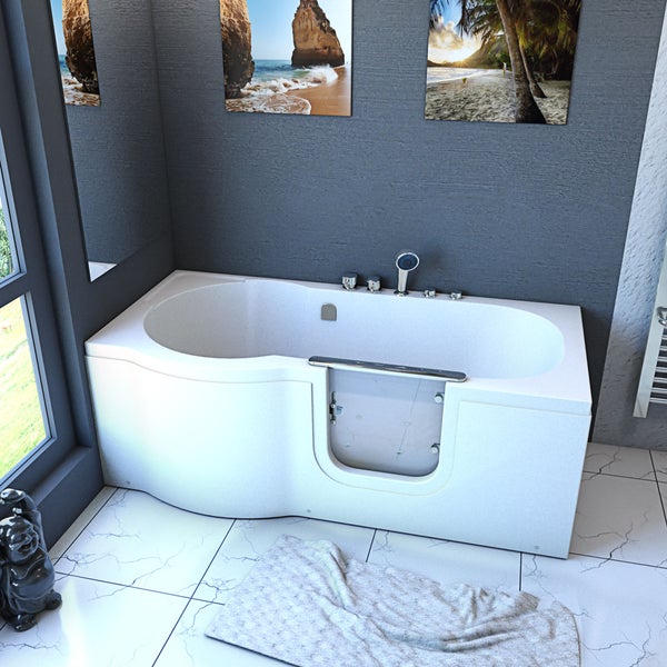 Sitzbadewanne Senioren Wanne Sitzwanne mit Tür S12-EH-AIR-R 85x170 cm