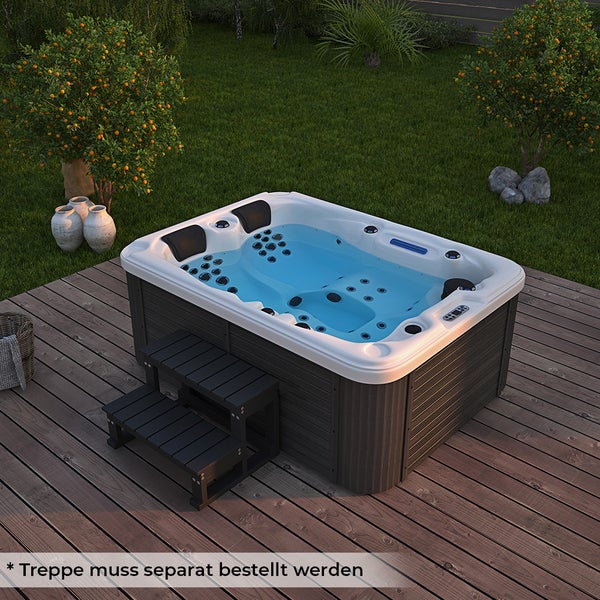 Home Deluxe - Outdoor Whirlpool - Beach Pure - Maße: 210 x 155 x 83 cm - Inkl. Heizung, 51 Massagedüsen und 24 Lichtquellen I Außen Whirlpool für 3 Personen
