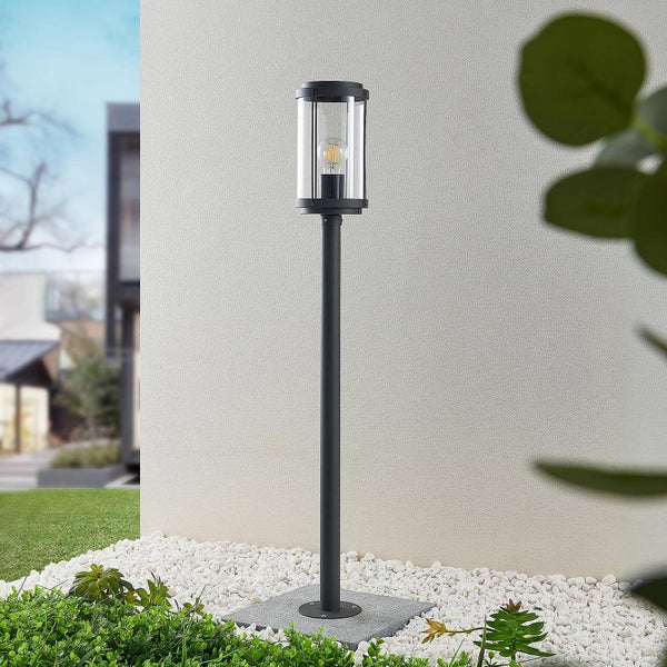 Lindby Außenleuchte Ojali (spritzwassergeschützt (Modern) in Schwarz aus Aluminium (1 flammig, E27) - Wegeleuchte Pollerleuchte Wegelampe Sockelleuchte