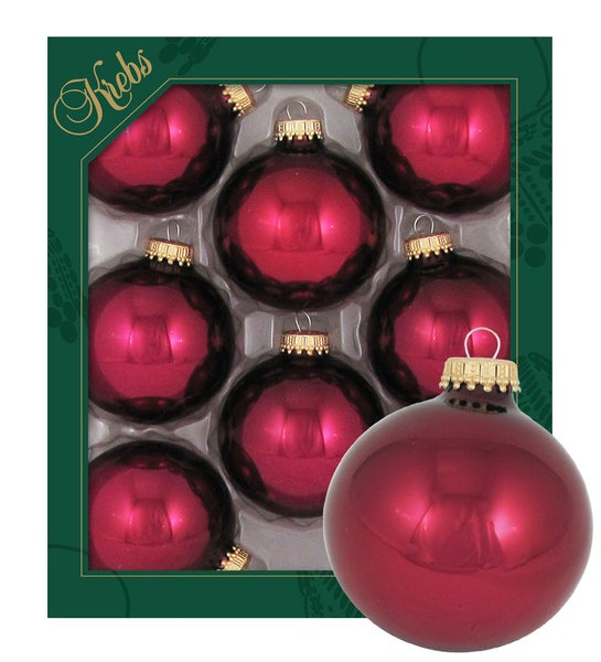 Burgundrot 7cm Glaskugeln uni, 8 Stck., Weihnachtsbaumkugeln, Christbaumschmuck, Weihnachtsbaumanhänger