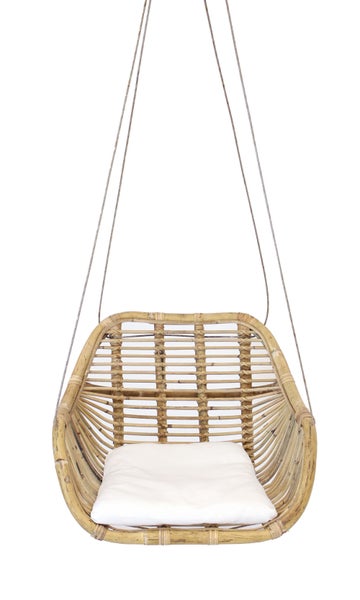 FRANK FLECHTWAREN | Korbhängesessel Rattan, RATTAN, 64 x 54 x 47 cm, GH 180 cm, Kissen 40 x 48 cm, nur für den Innenbereich geeignet