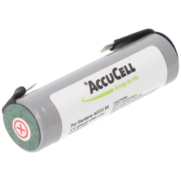 2600mAh Akku passend für Gardena ACCU 60 Li-Ion 3,6-3,7V mit 2,8 und 4,8 Steckkontakt