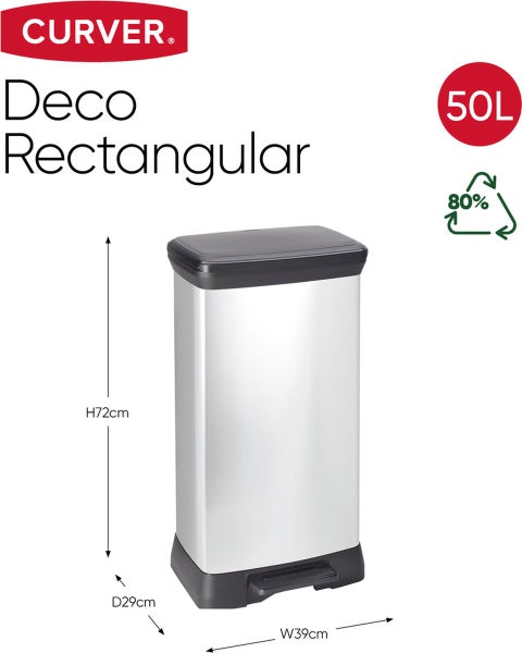 Curver Deco Bin Treteimer - 50L - Silber Metallic