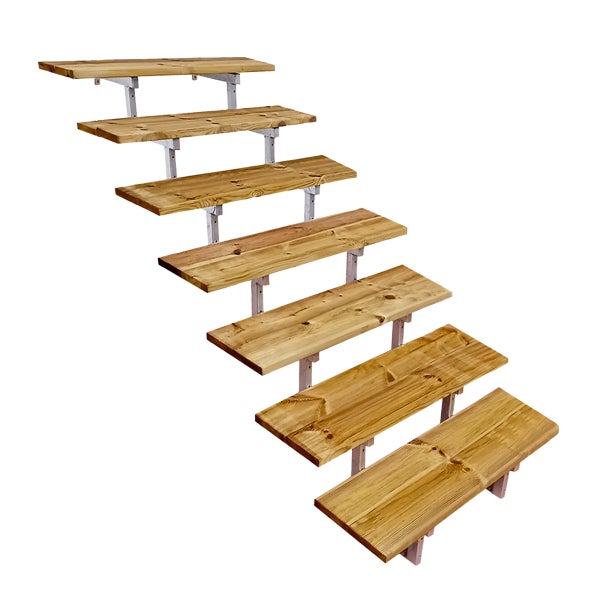 OSLO - Stahltreppe Außen H122cm 7 Treppenstufen Holz KDI Breite 60cm