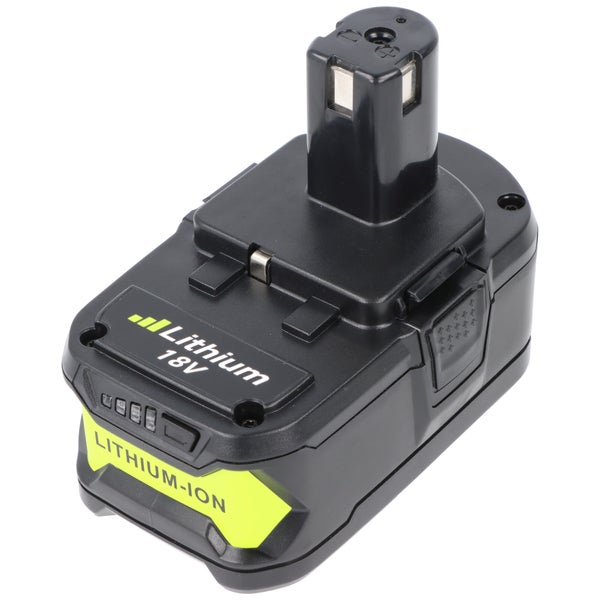 Schwarzer Lithium-Ionen-Akku 18 Volt für Elektrowerkzeuge.