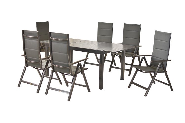 Gartentisch mit sechs Gartenstühlen