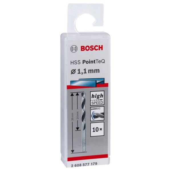 Bosch Logo HSS PointTeQ Bohrer mit Durchmesser 1,1 Millimeter, 10 Stück