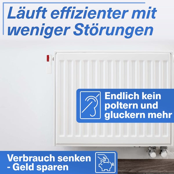 Heizkörper mit Text zu Effizienz und Einsparungen