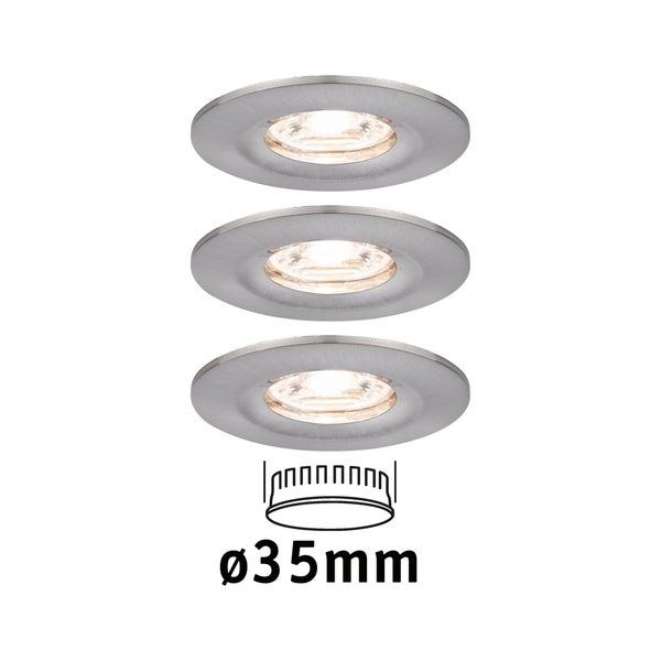 LED Einbauleuchte Nova Mini Coin Basisset starr IP44 rund 65mm Coin 3x4W 3x310lm 230V 2700K Eisen gebürstet