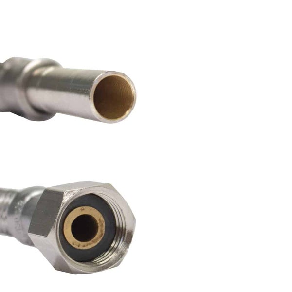 DN8 DVGW Panzerschlauch m. Edelstahlumflechtung 3/8 ÜM x 10mm Rohrstutzen 300 mm