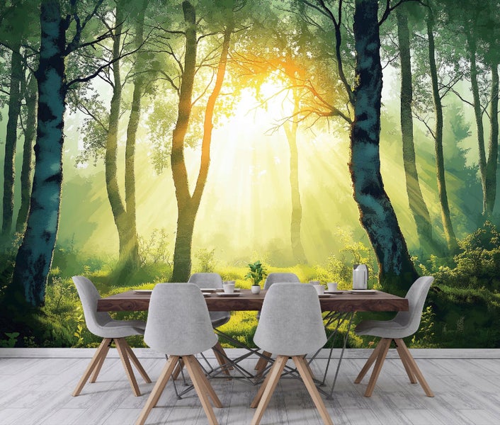 Fototapete 3D Effekt Wald Natur Modern Vlies Tapete 350x250 cm