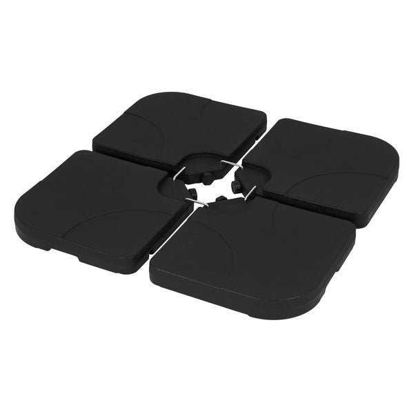 Befüllbare Schirmständergewichte aus schwarzem Kunststoff, Set mit 4 Stück für Ampelschirme.