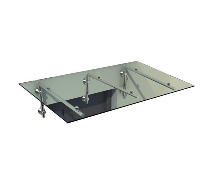 BuyLando (3L) 200x90 cm Klarglas Glasvordach inkl. Edelstahlhalter gebürstet