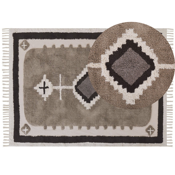 Teppich GEYVE Beige 160 x 230 cm Baumwolle