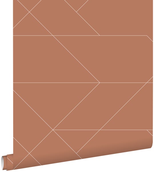 ESTAhome Tapete grafische Linien Terrakotta - 0,53 x 10,05 m - 139373