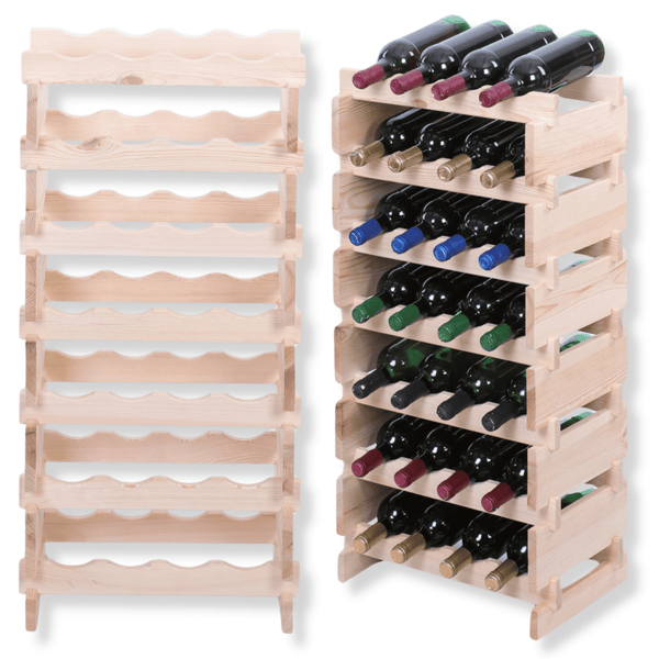 Weinregal VINOTECA FLEX PRO HxBxT 93x46x28cm 28 Flaschen auf 7 Ebenen Massives Kiefernholz Natur unbehandelt