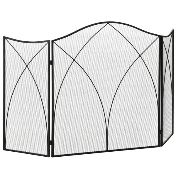 HOMCOM Kaminschutzgitter, Klappbares Kamingitter mit 3 Paneelen, Ofenschutzgitter, Funkenschutzgitter für Wohnzimmer, Metall, 126 x 76 cm, Schwarz