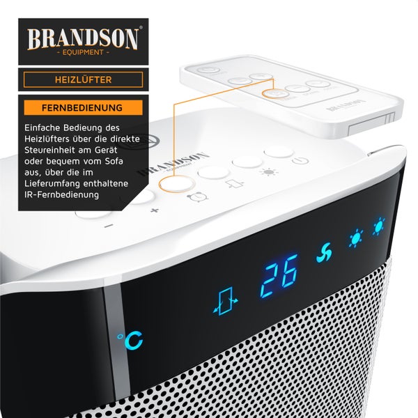 Brandson Heizlüfter 2000W, Keramikheizlüfter mit Fernbedienung, energiesparend & leise, Überhitzungsschutz, Automatische Abschaltung, Umkippschutz
