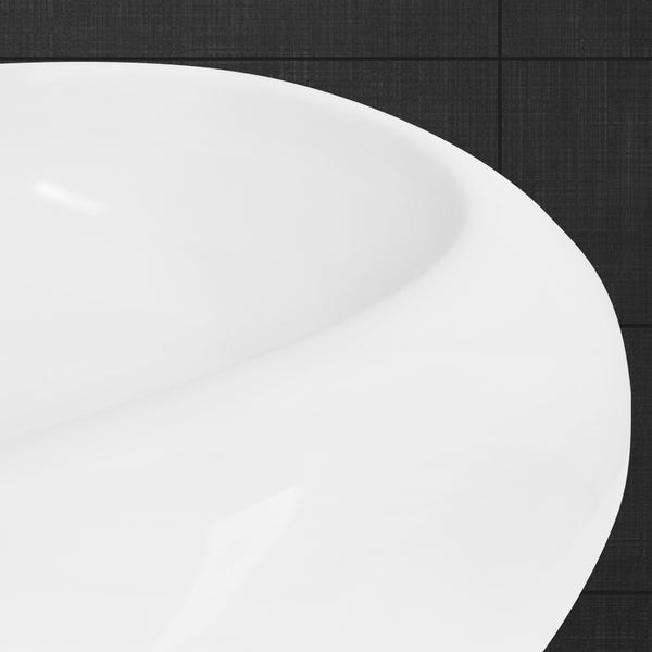 ECD Germany Waschbecken Waschtisch Ø 350 x 120 mm Keramik Weiß inkl. Ablaufgarnitur für Waschbecken ohne Überlauf Aufsatzbecken Aufsatzwaschbecken Aufsatzwaschtisch Waschschale Spülbecken Becken
