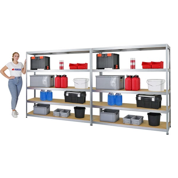 PROREGAL Mega Deal 2x Schwerlastregal Giant Elephant HxBxT 180 x 180 x 45 cm Fachlast 200 kg Verzinkt