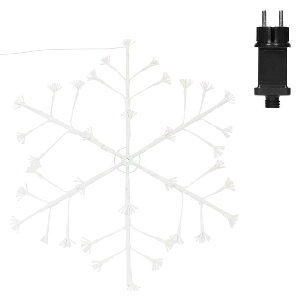 ECD Germany LED-Schneeflocke mit 288 warmweißen LEDs, 87cm, Dekorative Hängende Weihnachtsbeleuchtung für Innen/Außen, IP44 Wasserdicht, Fenstersilhouette Fenster Deko Lichterkette für Weihnachten