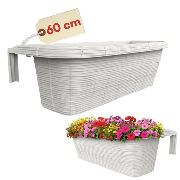 Balkonkasten, 60 cm, zur Montage an einem Balkongeländer