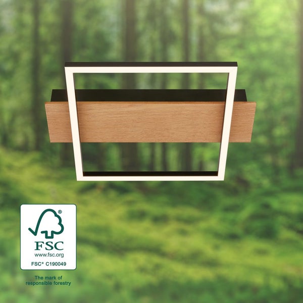 LED Deckenlampe Holz Deckenleuchte Wohnzimmer Schlafzimmer Warmweißes Licht