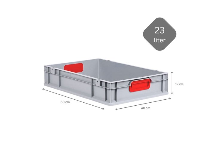 PROREGAL Spar Set 8x Eurobox Nextgen Color HxBxT 12 x 40 x 60 cm 23 Liter Griffe Rot Geschlossen Glatter Boden Eurobehälter Transportbox