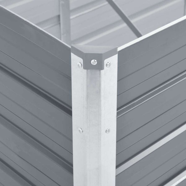 Detailansicht der Metallecke eines Hochbeets mit Eckverbindung und Verschraubung
