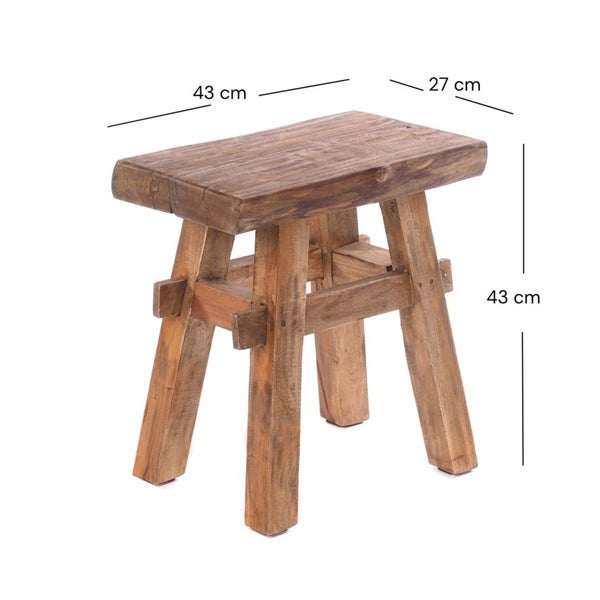 Hocker aus Holz mit den Maßen 43 cm x 27 cm x 43 cm