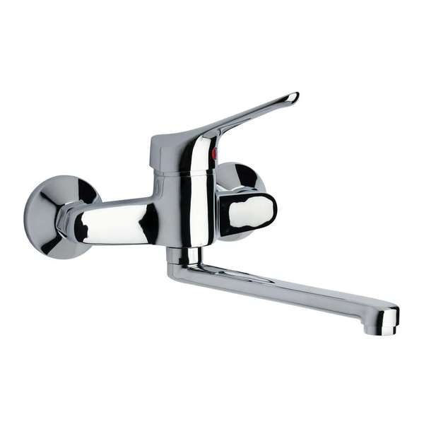 Einhebel-Wandarmatur für die Küche mit schwenkbarem Auslauf in Chrom.