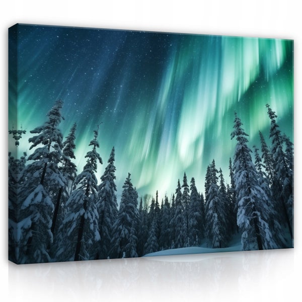 Leinwandbild Polarlicht Landschaft Bilder Wohnzimmer 120X80 cm