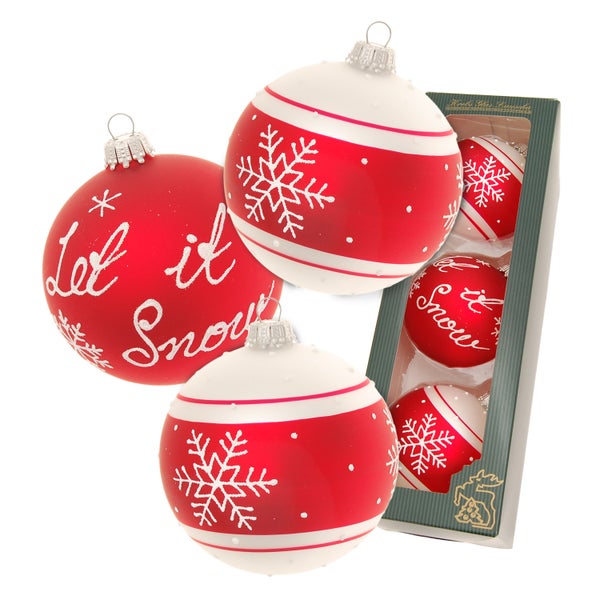 Scandic Xmas Let it snow, 3-er Set, 8cm 1 Let it snow, 2 Schneeflocke, 8cm, 3 Stck., Weihnachtsbaumkugeln, Christbaumschmuck, Weihnachtsbaumanhänger