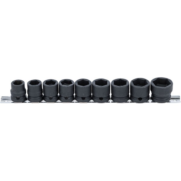 BGS Kraft-Steckschlüssel-Einsatz-Satz Sechskant, extra flach Antrieb Innenvierkant 12,5 mm (1/2) SW 13 - 24 mm 9tlg. - 9551