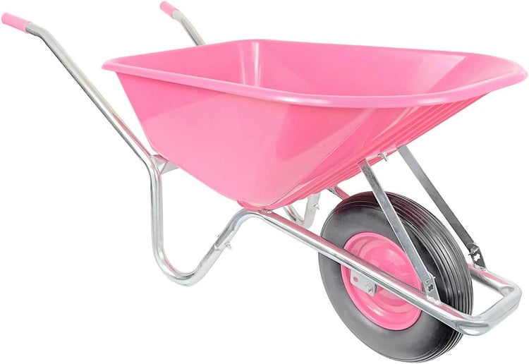 Schubkarre Matrix 100L 250kg | pannensicheres Vollgummirad | pinke Kunststoffwanne & verzinkter Rahmen