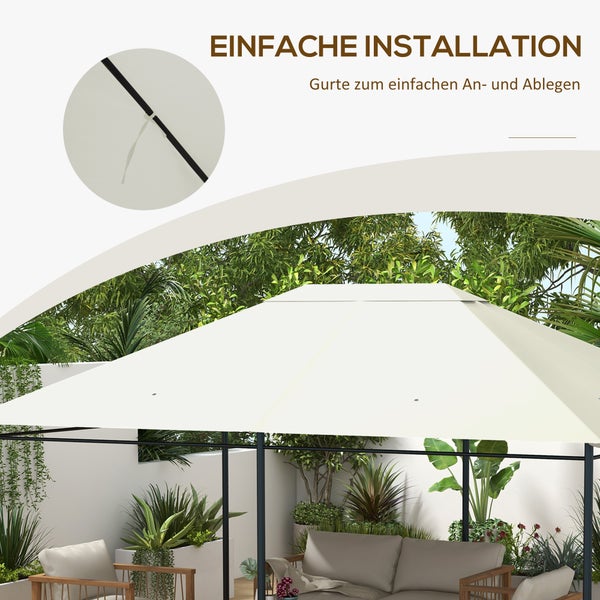 Outsunny Ersatzdach, für Garten 3,97 x 2,97 m Pavilliondach, mit UV-Schutz, Polyester, Creme