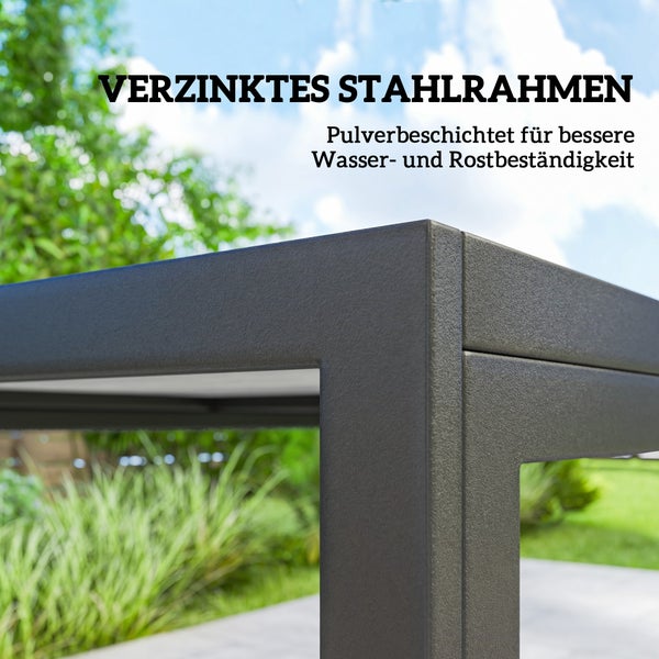 Nahaufnahme eines verzinkten Stahlrahmens mit Pulverbeschichtung für Wasserbeständigkeit und Rostbeständigkeit.