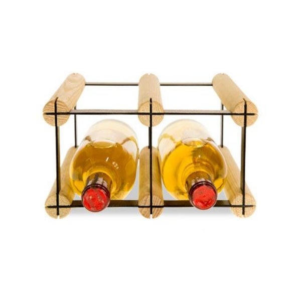 PROREGAL Modulares Weinregal Vinotega Mod Metal HxBxT 12,5 x 22,5 x 24,5 cm 2 x 1 Flaschen Massives Kiefernholz Natur